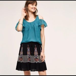 Anthropologie Maeve Teal Tavin Blouse